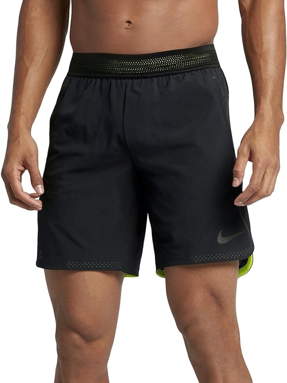 Men's Nike Dri-Fit Black Flex Repel Athletic Performance Shorts Size Large Neon